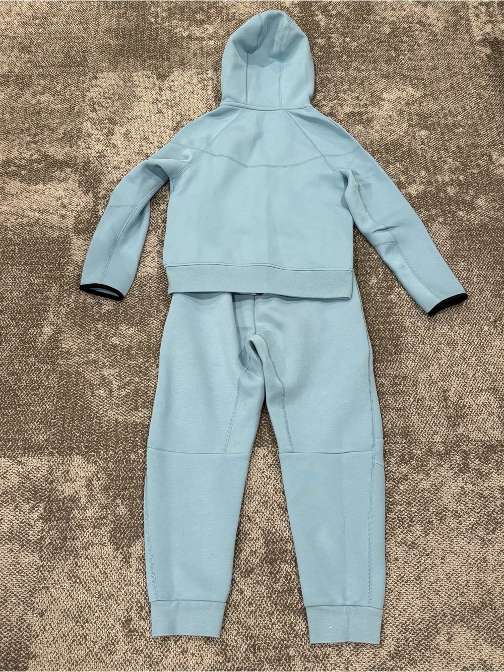 Boys Nike Tech Fleece Track Suit Sweatshirt + Joggers Light Blue Black - Picture 6 of 6